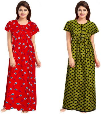 Sarthak creations Women Nighty Set(Red, Green)