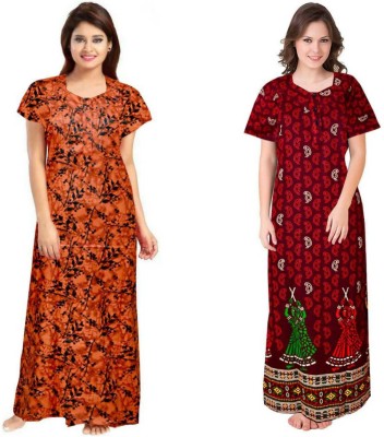 Sarthak creations Women Nighty(Orange, Maroon)