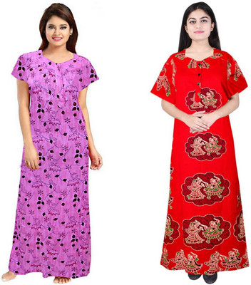 Sarthak creations Women Nighty(Multicolor)