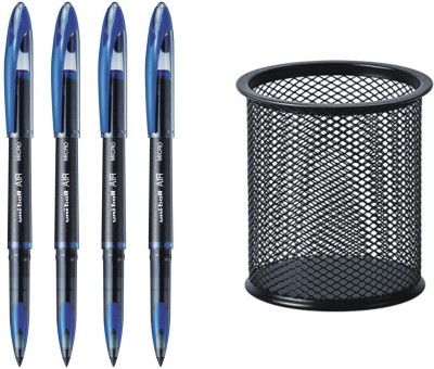 NOZOMI Roller Ball Pen Value Pack of 4 (Blue) with offer Roller Ball Pen(Pack of 4, Blue)