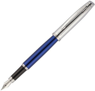 Scrikss Oscar Blue Brass Body with Chrome Plated Cap and Trims Fountain Pen(Ink Color - Blue)