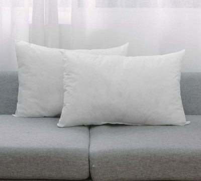 Anita Corporation Microfibre Cushion Pack of 2 Solid Microfiber Rectangular Soft Cushion Pillow Filler For Bed, Sofa, 12 x 20 Inch(White)