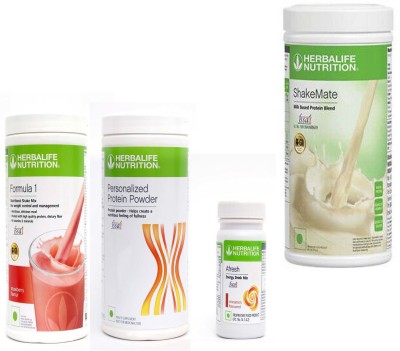 Herbalife Nutrition FORMULA-1SHAKE STRAWBERRY-+PROTEIN POWDER -400 +AFRESH -CINNAMON-50- +SHAKEMATE Protein Shake(1450 g, STRAWBERRY-500, AFRESH -CINNAMON- 50, PROTEIN POWDER - 400, SHAKEMATE VANILLA -500)