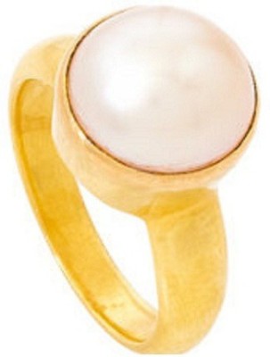 Senroar Brass Pearl Gold Plated Ring