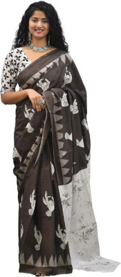 Kiaaron Self Design Daily Wear Pure Cotton Saree(Grey)