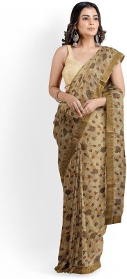 Kali Trendz Floral Print Bollywood Chiffon Saree(Beige)