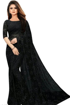 Panthcreation Self Design Bollywood Net Saree(Black)