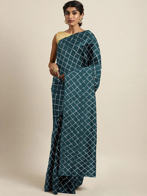 Divastri Printed Bandhani Pure Silk Saree(Blue)