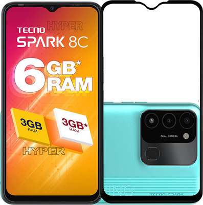 Hyper Edge To Edge Tempered Glass for Tecno Spark 8C(Pack of 1)