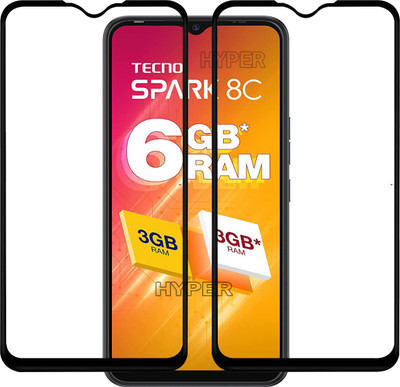 Hyper Edge To Edge Tempered Glass for Tecno Spark 8C(Pack of 2)