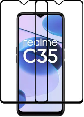 MaxR Edge To Edge Tempered Glass for Realme C35:(Pack of 2)