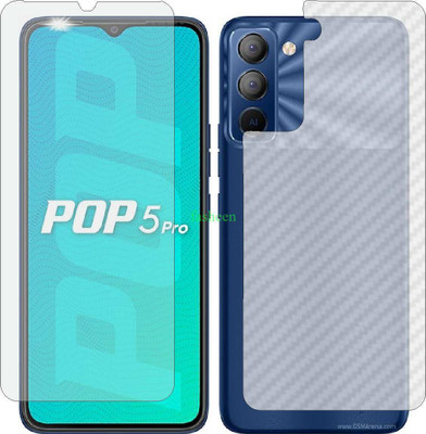 Fasheen Front and Back Tempered Glass for TECNO POP 5 PRO BD4J (Front Matte Finish & Back 3d Carbon Fiber)(Pack of 2)