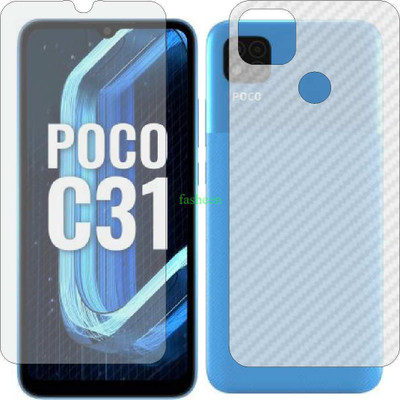 Fasheen Front and Back Tempered Glass for MI POCO C31 (Front Matte Finish & Back 3d Carbon Fiber)(Pack of 2)