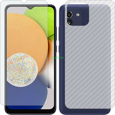 Fasheen Front and Back Tempered Glass for SAMSUNG GALAXY A03 (Front Matte Finish & Back 3d Carbon Fiber)(Pack of 2)