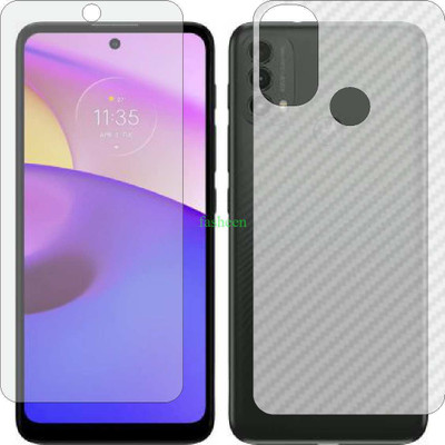 Fasheen Front and Back Tempered Glass for MOTOROLA MOTO E40 (Front Matte Finish & Back 3d Carbon Fiber)(Pack of 2)