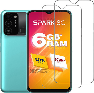 Hyper Tempered Glass Guard for Tecno Spark 8C(Pack of 2)