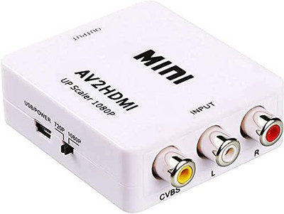 ezcap Mini Composite AV RCA to HDMI Video Converter Adapter Full HD 1080p UP Scaler Media Streaming Device(White)