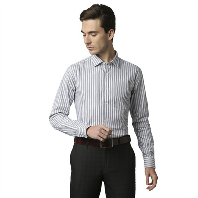 PARK AVENUE Men Striped Formal Light Blue Shirt