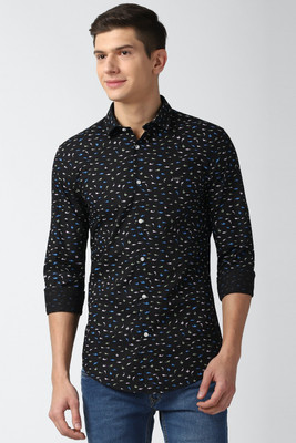 PETER ENGLAND Men Printed Casual Black Shirt