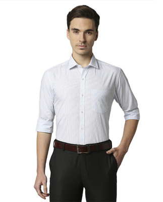PARK AVENUE Men Striped Formal Blue Shirt