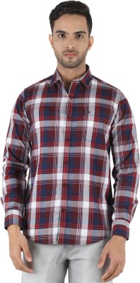 MONTE CARLO Men Checkered Casual Maroon Shirt