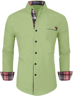 ZARTHA Men Self Design Casual Green Shirt