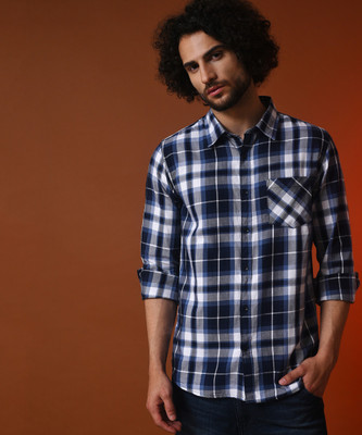 CAMPUS SUTRA Men Checkered Casual Blue Shirt