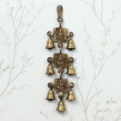 Flipkart SmartBuy Brass Ganesha Laxmi Saraswati Wall Hanging Bells Decorative Showpiece  -  31 cm(Brass, Brown)