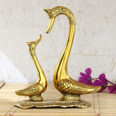 eCraftIndia Loving Golden Swan Couple Figurine Decorative Showpiece  -  23 cm(Aluminium, Gold)