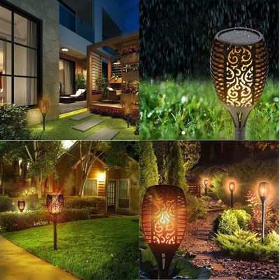 GVJ TRADERS Solar Lights for Home Flames of 2 Solar Light Set (Floor Mounted Pack of 2) Solar Light Set(Ceiling Mounted Pack of 2)
