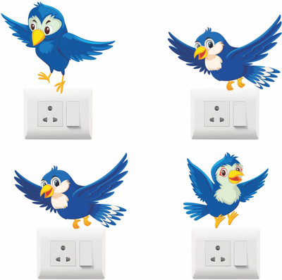 Crown Decals 15 cm Switch board sticker Self Adhesive Sticker(Pack of 4)