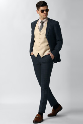 PETER ENGLAND Single Breasted Checkered Men Suit