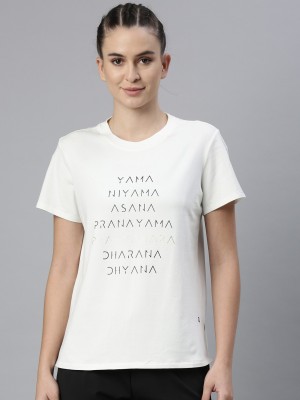 Enamor Typography Women Round Neck White T-Shirt