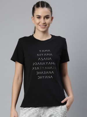 Enamor Typography Women Round Neck Black T-Shirt