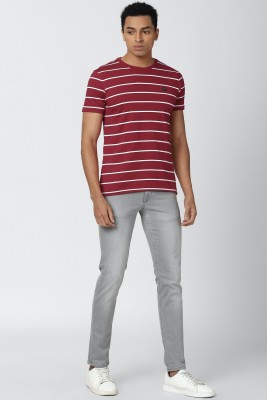 VAN HEUSEN Striped Men Round Neck Red T-Shirt