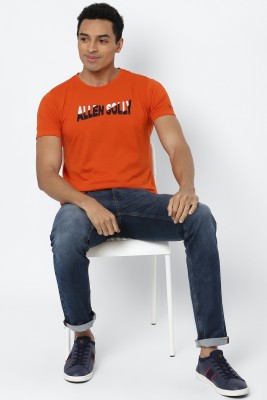 Allen Solly Printed Men Round Neck Orange T-Shirt