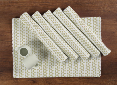 NWF Rectangular Pack of 6 Table Placemat(Beige, Cotton)