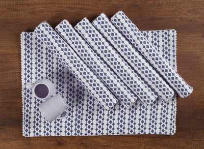 NWF Rectangular Pack of 6 Table Placemat(Blue, Cotton)