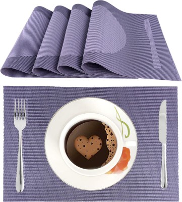 VDNSI Rectangular Pack of 4 Table Placemat(Grey, PVC)