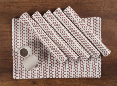 NWF Rectangular Pack of 6 Table Placemat(White, Cotton)