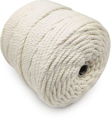 Bobbiny 3Ply/Twisted Macrame (3mm,100Mtr.) Cotton Cord/Dori Thread Macrame (Off White).