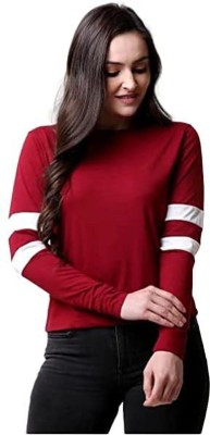 Quity Fashion Casual Solid Women Maroon Top