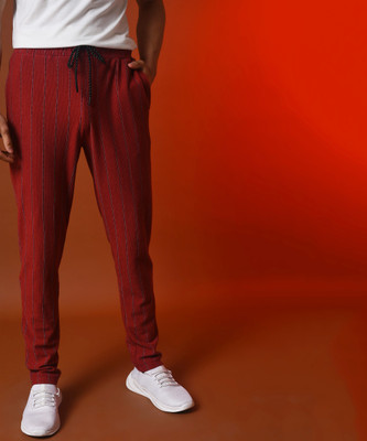 CAMPUS SUTRA Striped Men Red Track Pants
