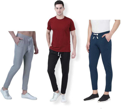 Divdot Solid Men Black, Grey, Blue Track Pants