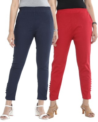 wear affair Regular Fit Women Maroon, Blue Trousers