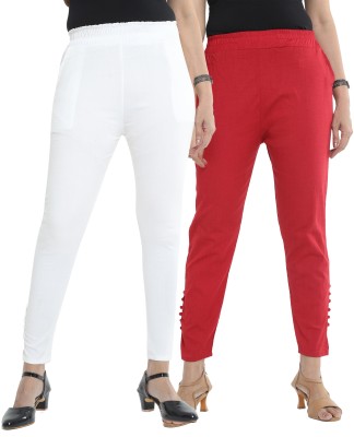 wear affair Regular Fit Women Red, White Trousers