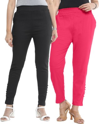 wear affair Regular Fit Women Pink, Black Trousers