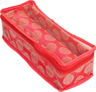 KUBER INDUSTRIES Ornament Circle Design 1 Rod Bangle Box/Case With Tranasparent Top (Red) Make up, Jewellery Vanity Box(Red)