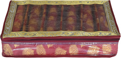 KUBER INDUSTRIES Feather Design Laminated 6 Rod Bangle Box/Case With Tranasparent Top (Maroon) Make up, Jewellery Vanity Box(Maroon)