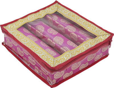 KUBER INDUSTRIES Carry Design Laminated 3 Rod Bangle Box/Case With Tranasparent Top (Pink) Make up, Jewellery Vanity Box(Pink)